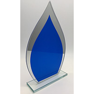 Стелла наградная, стеклянная "Каплевидная" со вставками из синего стекла