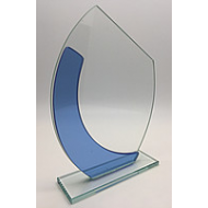 Стелла наградная, стеклянная "Ассиметричная" со вставками из синего стекла